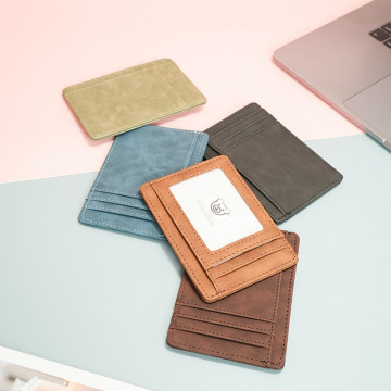 Vintage Genuine Leather Wallet with Custom Logo Business Style Short Credit Card Holder