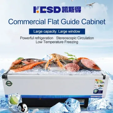 Supermarket Frozen Food Island Top Glass Door Ice Cream Seafood Display Chest Freezer