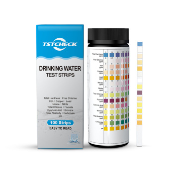 Drinking water quality test strips for total hardness
