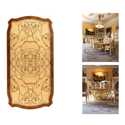 European Luxury Classic Solid Wood Gold Leaf Dining Table