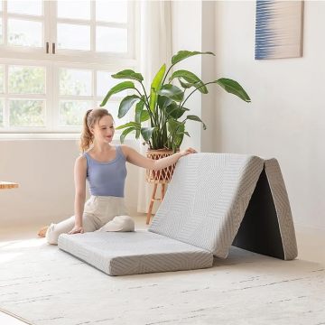 Travel-Friendly Tri-Fold Memory Foam Mattress - 4 Inch Single with Washable Cover
