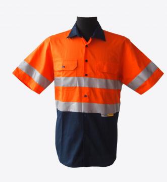 Short sleeve reflective work shirts high viz orange