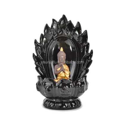 Golden Ceramic Buddha Statue - Elegant Home Decor with Intricate Cassock Design