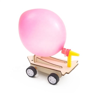 Stem Wooden Balloon Recoil Car Toy: Physics DIY Assembly Education Science Kit