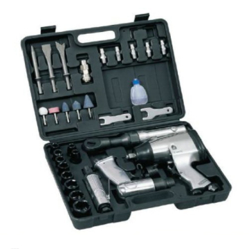 34pcs Air Tool Kit: 1pc Air Impact Wrench+ 1pc Air Ratchet Wrench+ 1pc Air Hammer+ 1pc Air Die Grinder