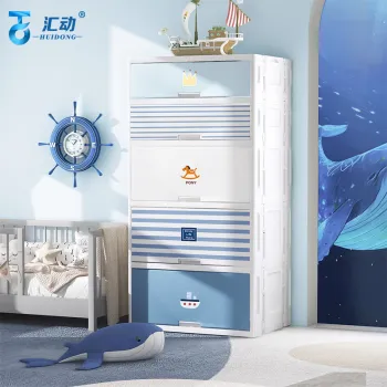 Large Capacity Kids' Clothing Organizer: Foldable Flip Top Drawer Wardrobe with Plastic Cabinet for Enhanced Storage