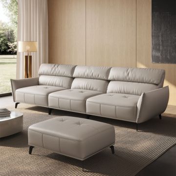 Italian Minimalist Cat Scratch Resistant Leather Sofa