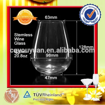 Single wall etched stemless wine glasses 20oz