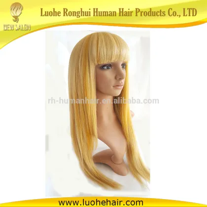 Wholesale good quality synthetic wigs long hair wigs yellow color wigs