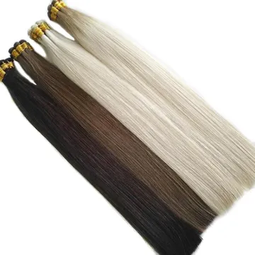 Wholesale 100% Russia European Virgin Remy Cuticle Aligned Double Drawn  Human Hair  Hand Tied Weft weave Hair Extension