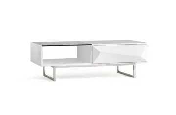 Modern white coffee table with metal leg