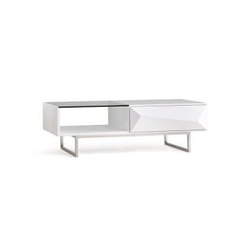 Modern white coffee table with metal leg