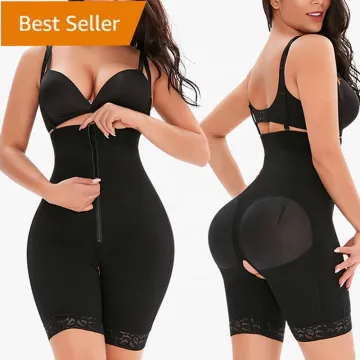 Women's Tummy Control Fajas Colombianas Body Shaper with Zipper Open Bust Bodysuit Waist Trainer Shapewear