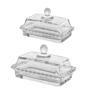 Hot Sale Modern Simple Love Lace Glass Butter Tray with Lid