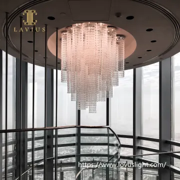 Large project drop shape crystal chandelier Creative design for hotel lobby staircase High luxury custom crystal chandelier