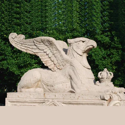 Life size marble lion sculpture hand carved stone griffin statue