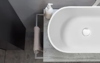 High Quality White Solid Surface Cabinet Wash Basin