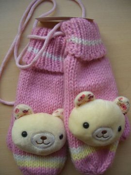 girls knitted gloves with animal head