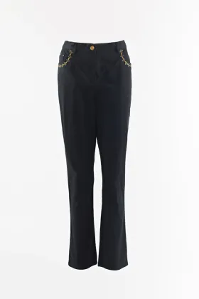 Ladies solid navy trousers