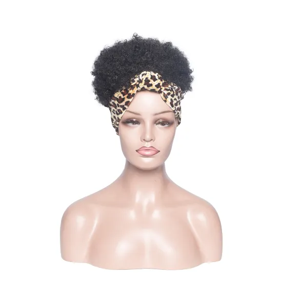 Hot Selling Short Afro Headband Wig for Black Women Kinky Curly Synthetic Hair with Headband Attached Daily Party Wigs