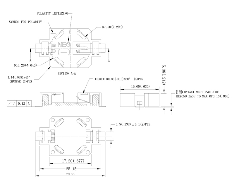 Coin Cell Holders FOR CR1632A BT-M-G0-R-CR1632A