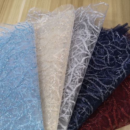  Polyester Coral Trees Glitter Tulle Dress Clothing Fabric Supplier