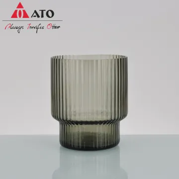 Grey Stripes Glass Tea Cup For water juice