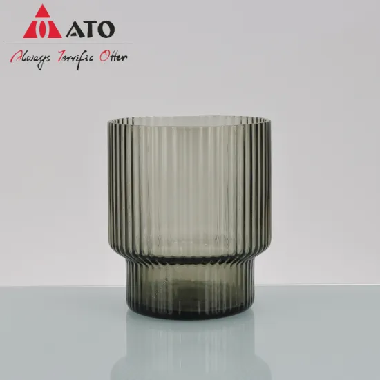Grey Stripes Glass Tea Cup For water juice