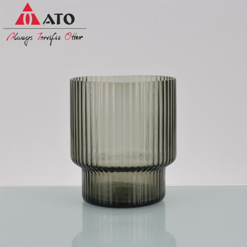 Grey Stripes Glass Tea Cup For water juice