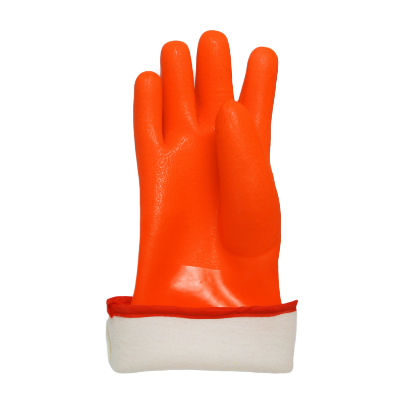 Orange Fully coated winter work gloves