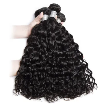 4 Bundles Virgin Hair Brazilian Water Wave  Human Hair Weaves Wet and Wavy Natural Wave Weft