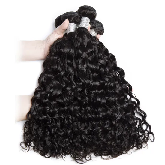 4 Bundles Virgin Hair Brazilian Water Wave  Human Hair Weaves Wet and Wavy Natural Wave Weft