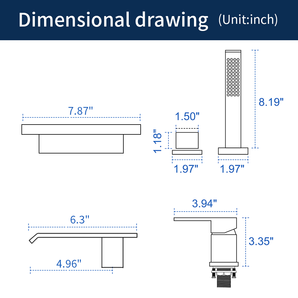 Deck mount bathtub faucet 1726bn 6