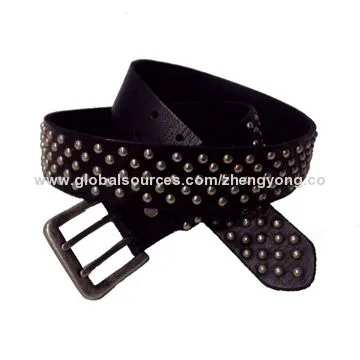 Studded Buffalo Cowhide Leather Belt