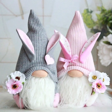 Cute Easter Bunny Gnome Ornaments: Adorable Home Decorative Supplies for Your Desktop