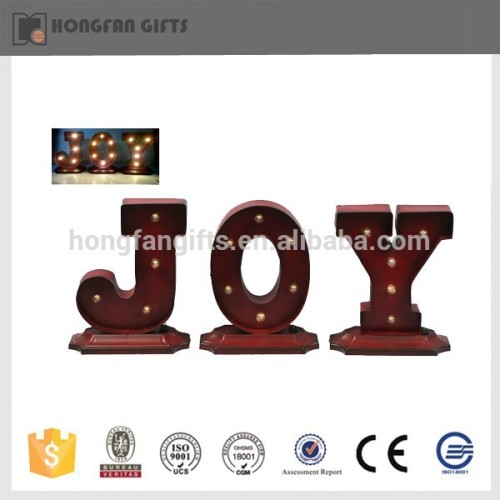 hot sell unique metal christmas letter light of joy