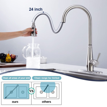 Tall High Arc Flow Motion Capteur de cuisine robinet