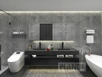 Modern bathroom vanity with double faucets double sinks