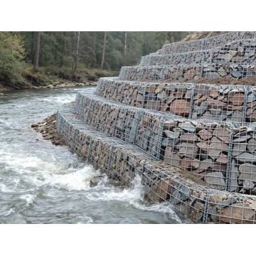 Caixa de Gabião da margem do rio com malha galvanizada por imersão a quente