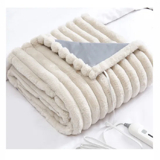 Wholesale Soft Stripe Thermal Electric Blanket - Faux Fur Throw for Winter Bed & Sofa