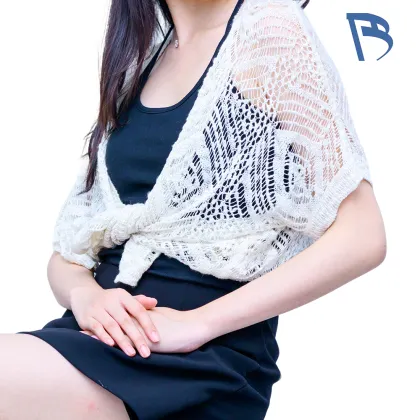 White Translucent Women's Knitted Sweater
