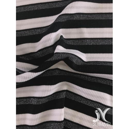 Stripe Metallic Rib Knit Fabric