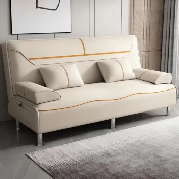 Foldable Multi-Functional Leather Sofa Bed for Living Room and Bedroom