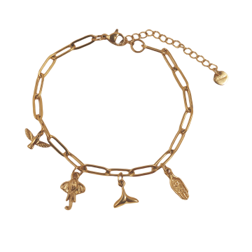 Gold Plated Palm Elephant Devil's Eye Pendant Bracelet - DIY Chain Trendy Charm Bracelet for Gift