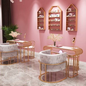 Best Price Modern Style Beauty Salon Furniture Velvet Marble Salon Nail Manicure Table
