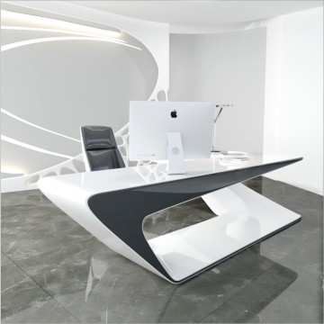China Wholesale Wooden Red and White Modern Executive Office Desk
