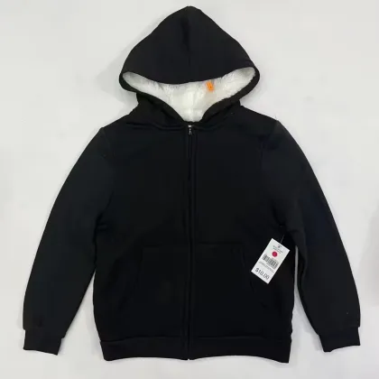 Kids Boy Full Zip Fleece Jacket - Sherpa Lining Hoodie