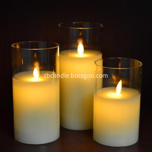 glass led candles moving wick