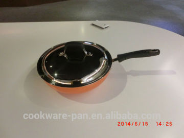 Popular color non stick wok pan / aluminum wok pan with lid