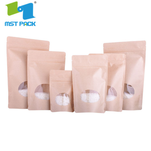 High Quality Biodegradable Natural Kraft Paper Stand Pouch